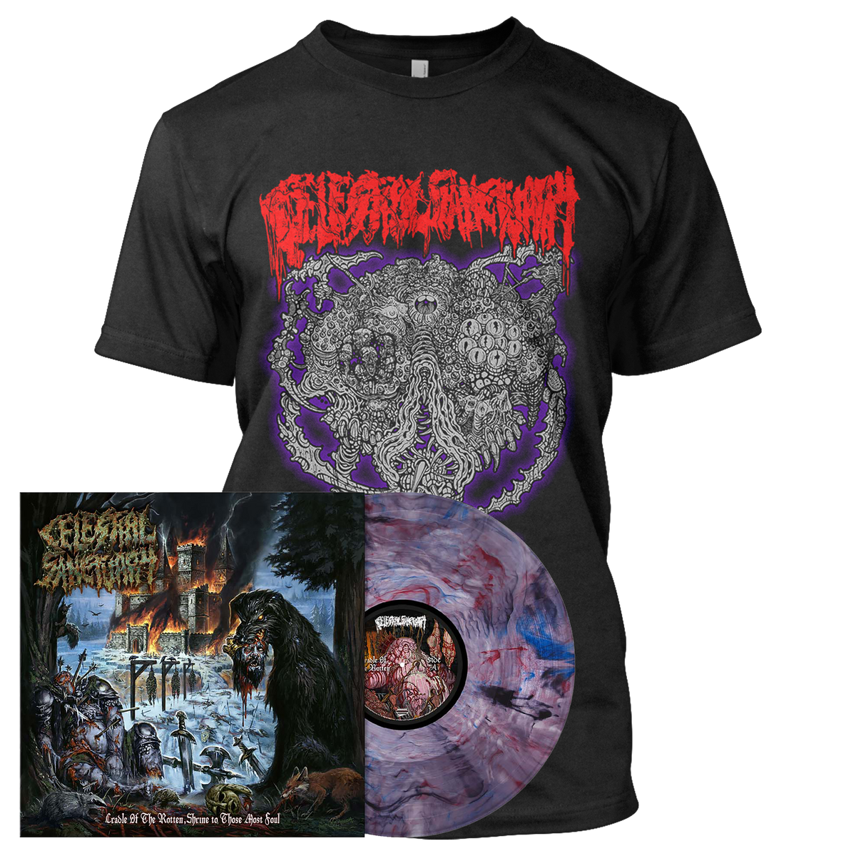 Celestial Sanctuary - Cradle of The Rotten, Shrine To Those Most Foul | Wild Berry Marbled Vinyl Bundle