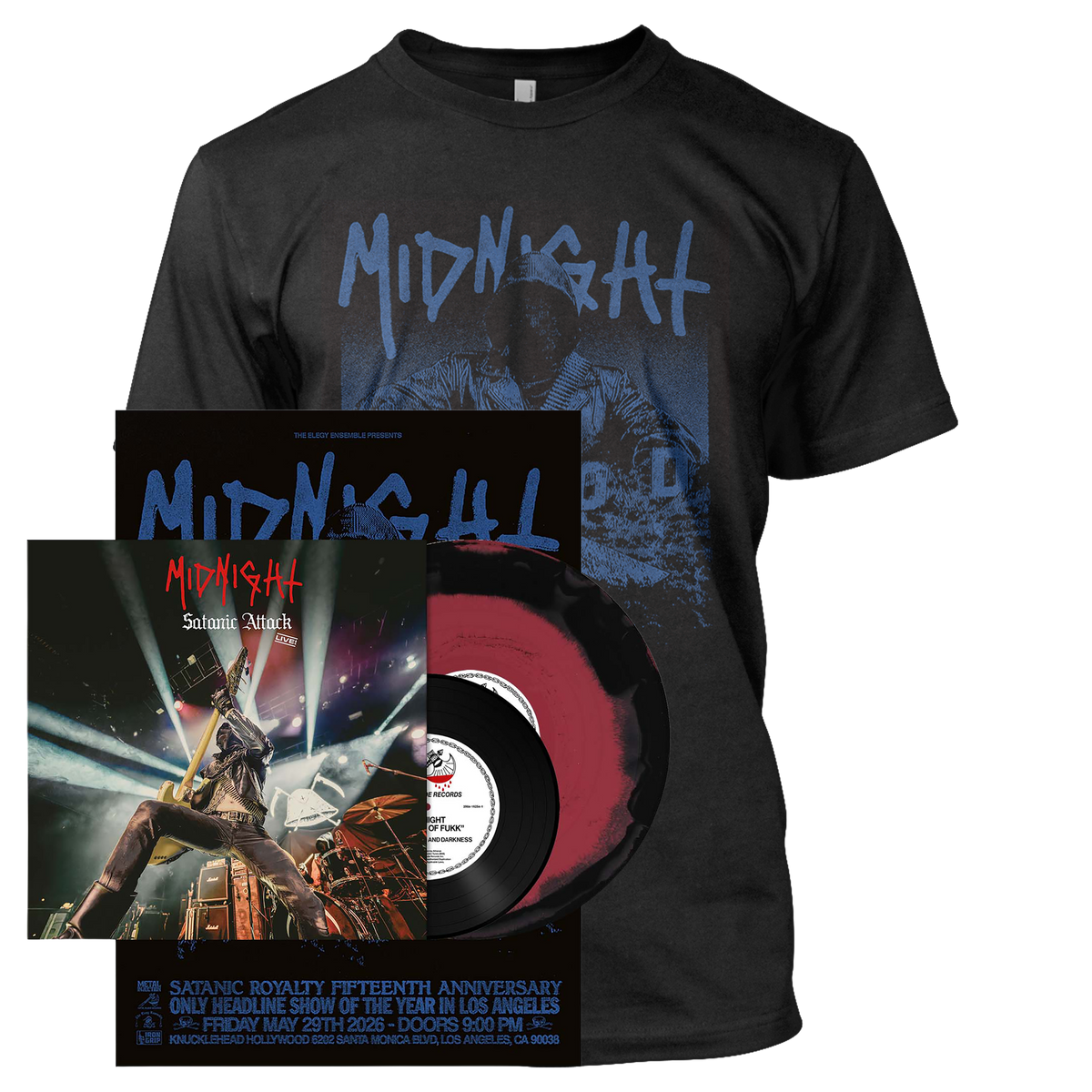 Midnight - Satanic Attack Live! | Red/Black A Side B Side Vinyl + 7Inch Bundle