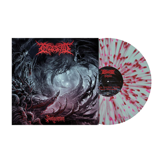 Ingested (Denigration) Clear Turqoise Blue w/Red & Neonpink Splatter Vinyl
