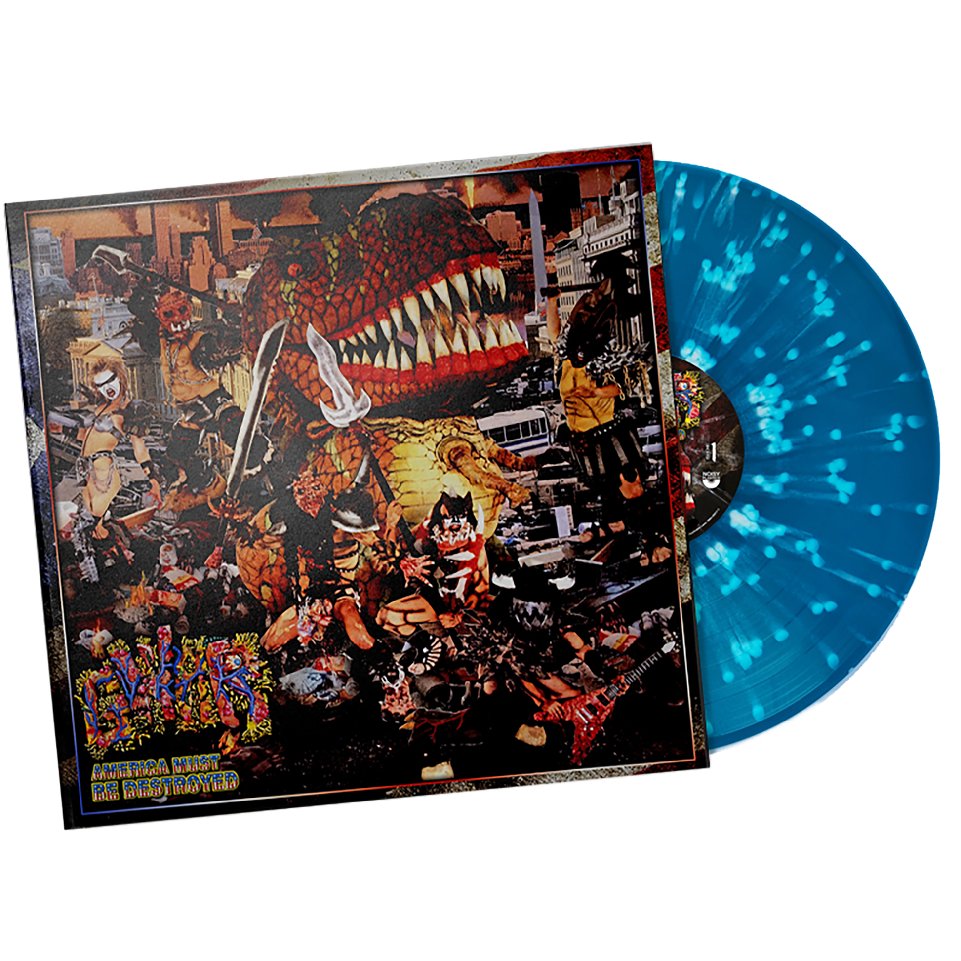 Gwar (America Must Be Destroyed) Blue w/White  Splatter Vinyl
